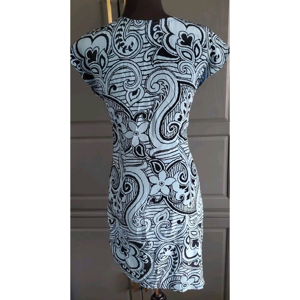 Plenty By Tracy Reese Crossover Bust Blue Ruched Body Snap Side Silk Dress Sz 2 - Picture 6 of 11
